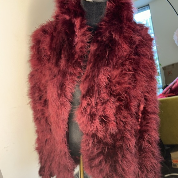 Haute Hippie Faux Fur Burgundy Size M - Picture 2 of 10